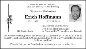Traueranzeige Erich Hoffmann