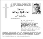 Traueranzeige Alfons Solleder