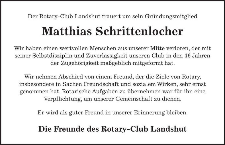 Traueranzeige Matthias Schrittenlocher