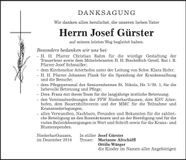 Traueranzeige Josef Gürster