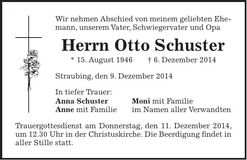 Traueranzeige Otto Schuster
