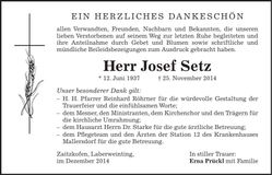 Traueranzeige Josef Setz