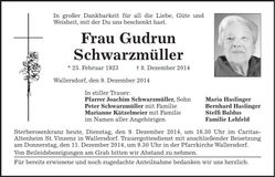 Traueranzeige Gudrun Schwarzmüller