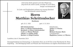 Traueranzeige Matthias Schrittenlocher
