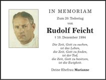 Traueranzeige Rudolf Feicht