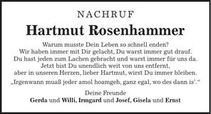 Traueranzeige Hartmut Rosenhammer