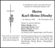 Traueranzeige Karl-Heinz Dlouhy