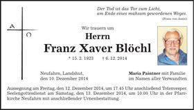 Traueranzeige Franz Xaver Blöchl