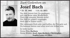 Traueranzeige Josef Bach