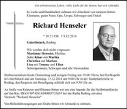 Traueranzeige Richard Henseler