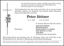 Traueranzeige Peter Jüttner