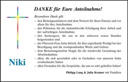 Traueranzeige Niki 