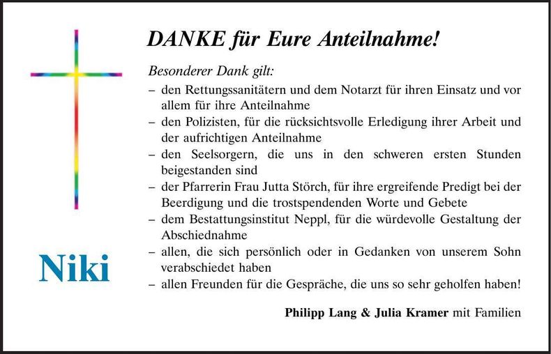 Traueranzeige Niki 