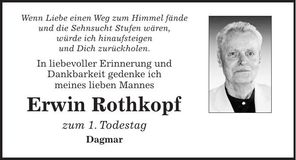 Traueranzeige Erwin Rothkopf