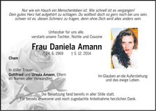 Traueranzeige Daniela Amann