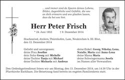 Traueranzeige Peter Frisch