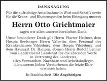 Traueranzeige Otto Grichtmaier