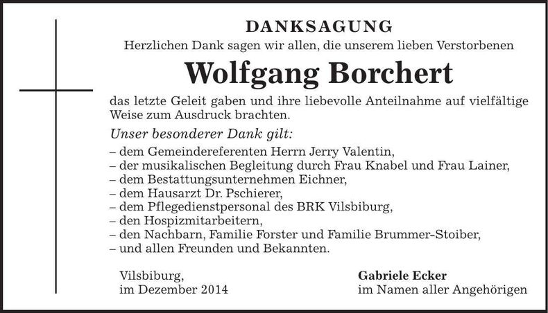 Traueranzeige Wolfgang Borchert