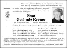 Traueranzeige Gerlinde Kroner