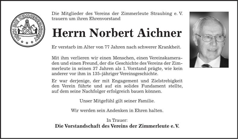 Traueranzeige Norbert Aichner