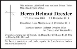 Traueranzeige Helmut Drexler
