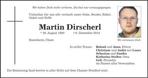 Traueranzeige Martin Dirscherl