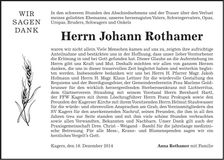 Traueranzeige Johann Rothamer
