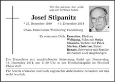 Traueranzeige Josef Stipanitz