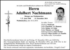 Traueranzeige Adalbert Nachtmann