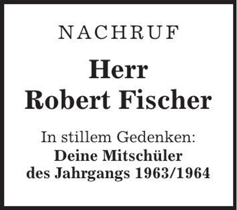 Traueranzeige Robert Fischer