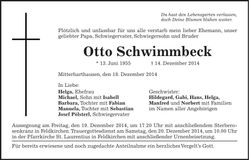 Traueranzeige Otto Schwimmbeck