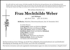 Traueranzeige Mechthilde Weber