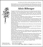 Traueranzeige Alois Biberger