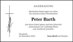 Traueranzeige Peter Barth