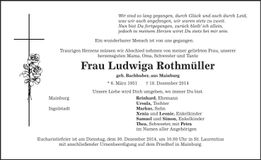 Traueranzeige Ludwiga Rothmüller