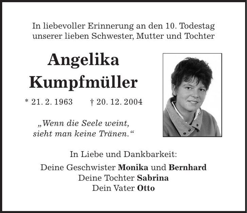 Traueranzeige Angelika Kumpfmüller