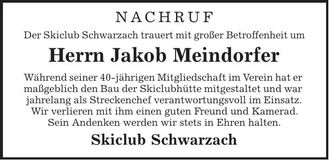 Traueranzeige Jakob Meindorfer