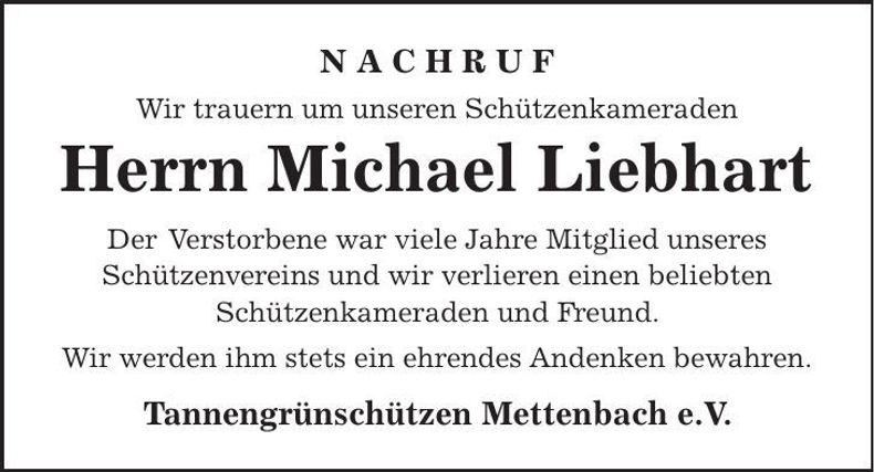 Traueranzeige Michael Liebhart