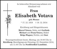 Traueranzeige Elisabeth Votava