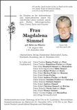 Traueranzeige Magdalena Simmel