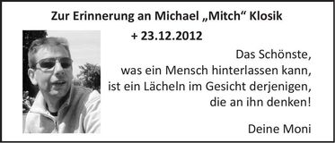 Traueranzeige Michael Klosik