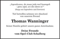 Traueranzeige Thomas Wanninger