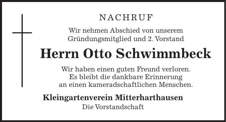 Traueranzeige Otto Schwimmbeck