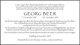 Traueranzeige Georg Beer