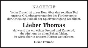 Traueranzeige Thomas Wanninger