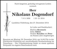 Traueranzeige Nikolaus Dogendorf