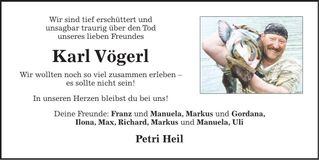 Traueranzeige Karl Vögerl