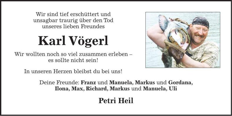 Traueranzeige Karl Vögerl