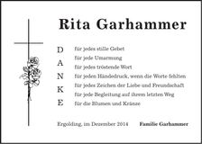 Traueranzeige Rita Garhammer