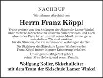 Traueranzeige Franz Köppl